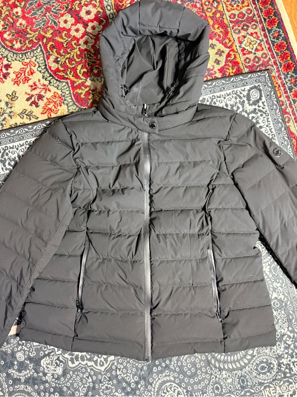 Michael Kors Black Hooded Quilted Puffer Jacket